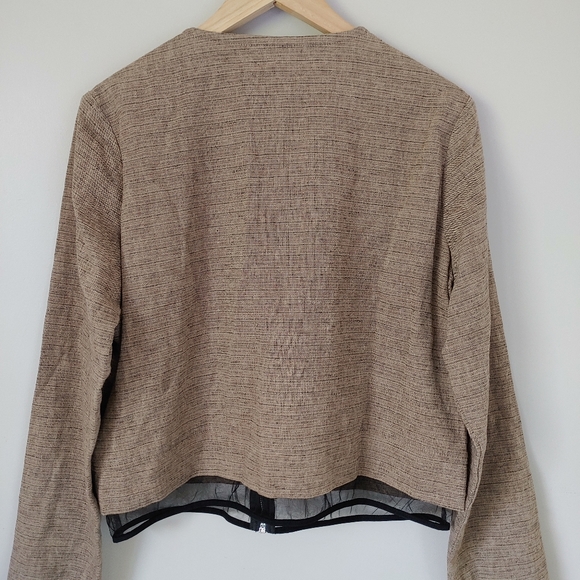 Skunkfunk Basilia Linen Bomber Jacket Size Medium Tan - Picture 12 of 16